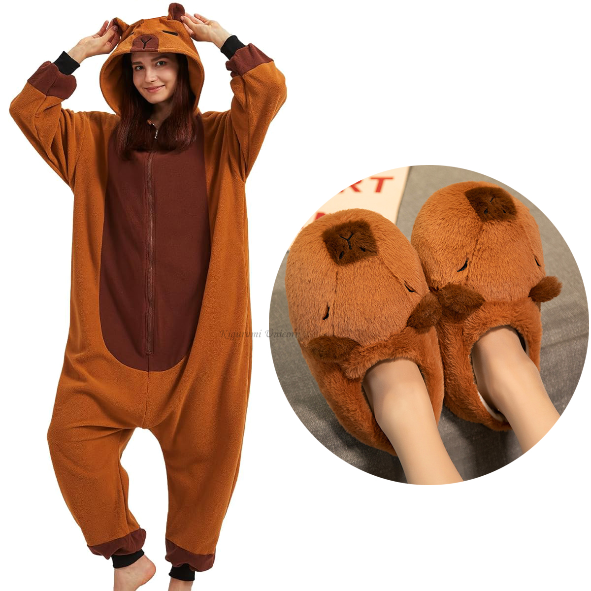 Capybara Onesies Jumpsuit Anime Cosplay Halloween Costumes Carnival Funny Children Pajamas Kigurumi Unicorn Slipper Winter
