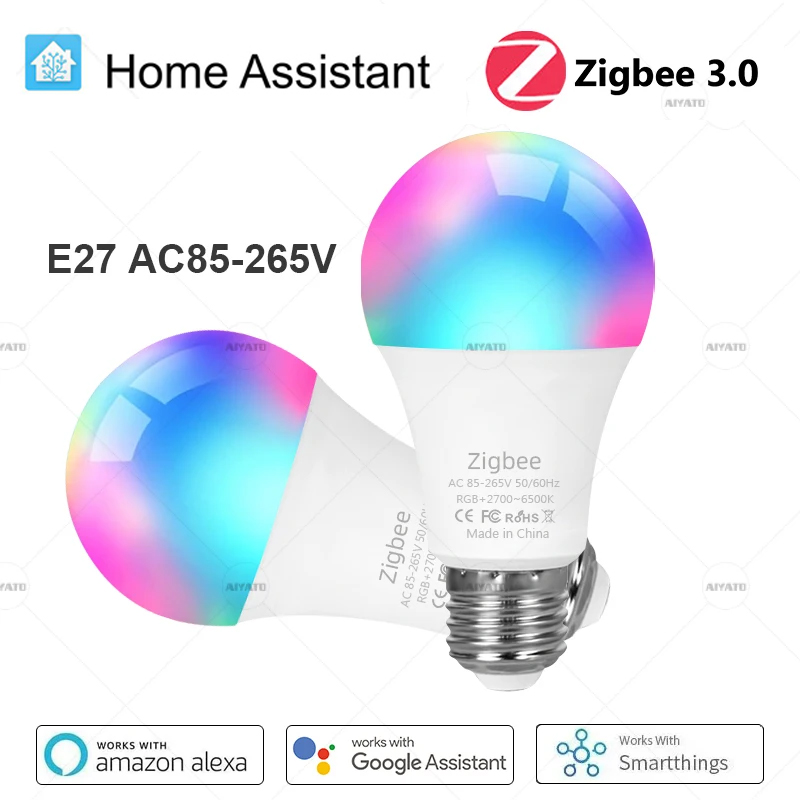 E27 Zigbee 3.0 Smart Bulb lamps 18W Led RGB Light Works With Alexa Assisatnt Voice Control Timing APP Group 2MQTT