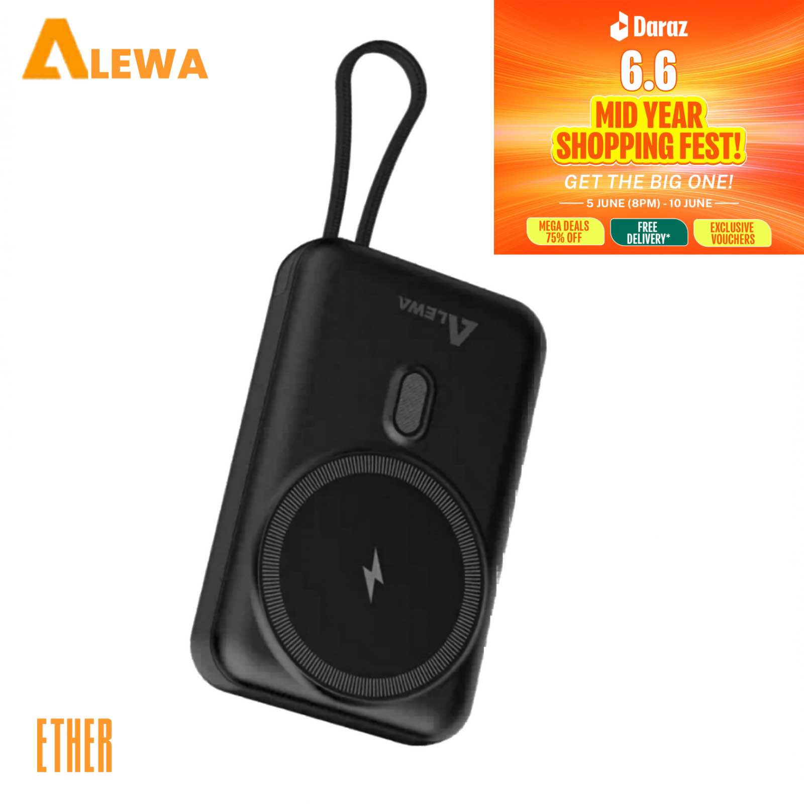 ALEWA ETHER WIRELESS 10000mAh POWER BANK | Rapid 2x Recharge | Charge Four Devices at Once