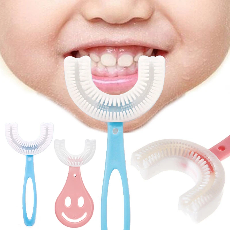 1/2pcs Baby Toothbrush Children 360 Degree U-shaped Child Toothbrush Baby Brush Silicone Kids Teeth Oral Care Cleaning