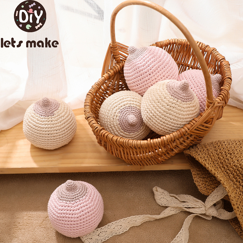 Let's Make 1pc Baby Teether Music Rattles for Kids Handmade Crochet Rattle Toy Breastfeeding Model Babies Children's Toy