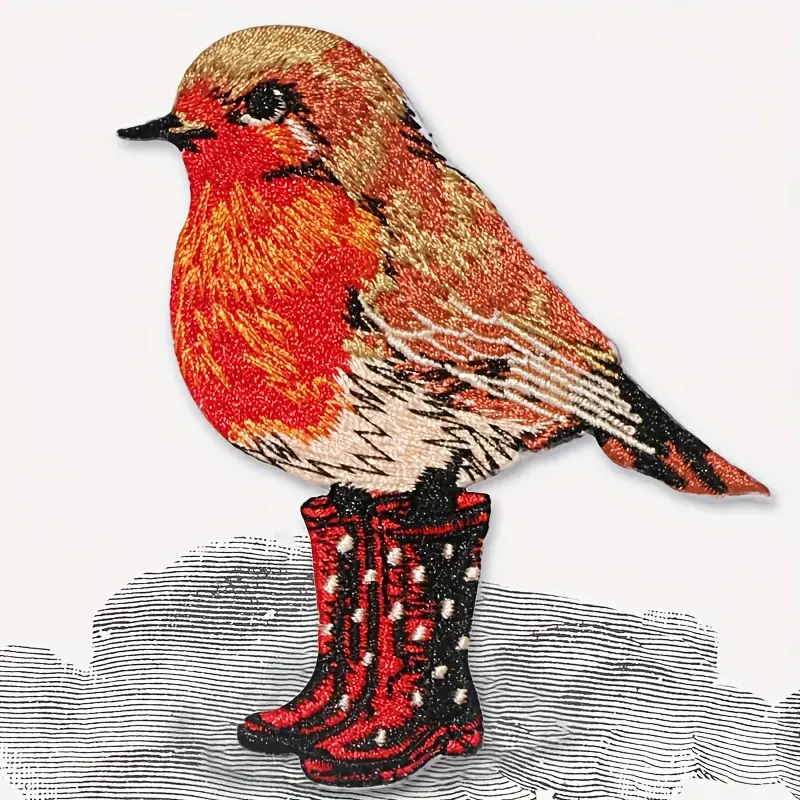 1PC Cute Bird With Boots Embroidered Patch Nature Animal Badge DIY Iron On Patches For Clothes Cap Bag Jacket Trucker Hat
