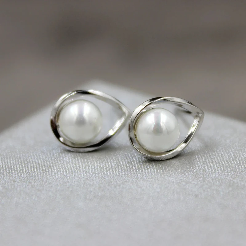 Huitan Simple Stylish Imitation Opal Stone Stud Earrings for Women Fashion Versatile Earrings Daily Wear Chic Ear Jewelry