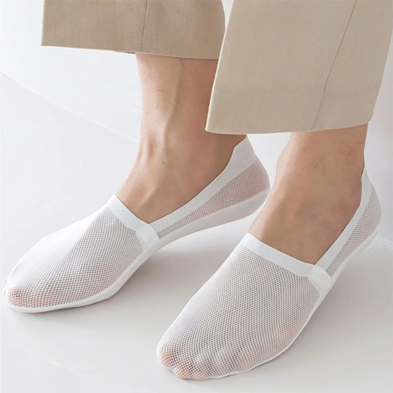 6 Pairs/Lot Men's Bamboo Breathable Invisible Socks Low Cut Casual Cotton Boat Non-Slip No Show High Quality Sock
