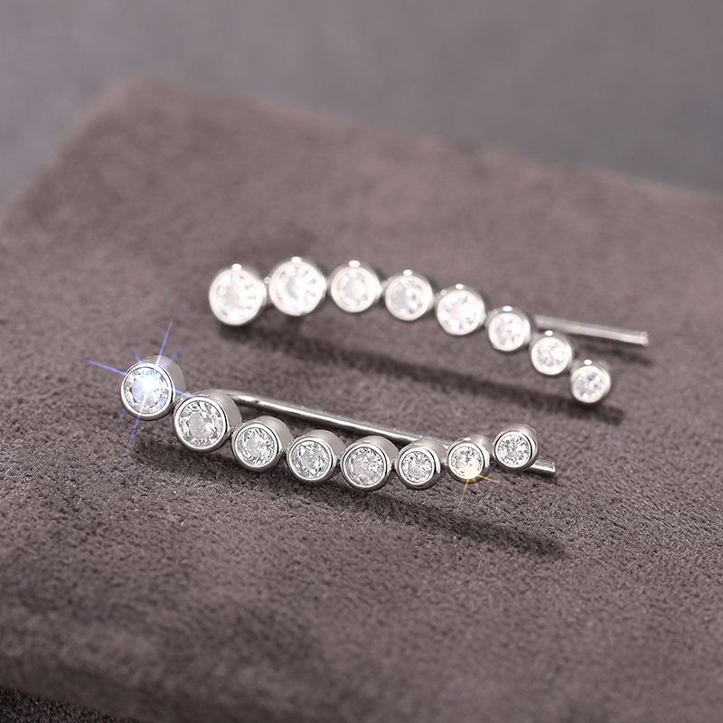 Huitan Sparkling Ruond Cubic Zirconia Hook Earrings Silver Color Simple Stylish Piercing Earrings Statement Jewelry Bulk