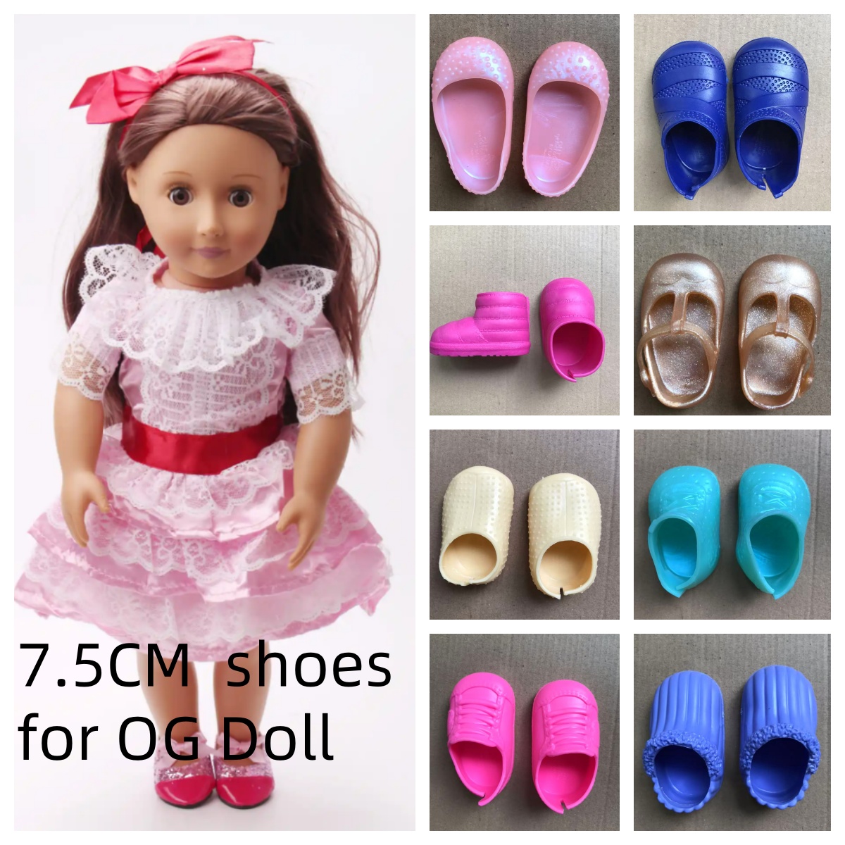 Doll Shoes 7.5CM For Our Generation Dolls Cute Doll Colorful Doll Decors 1/4 Big Female Doll Parts