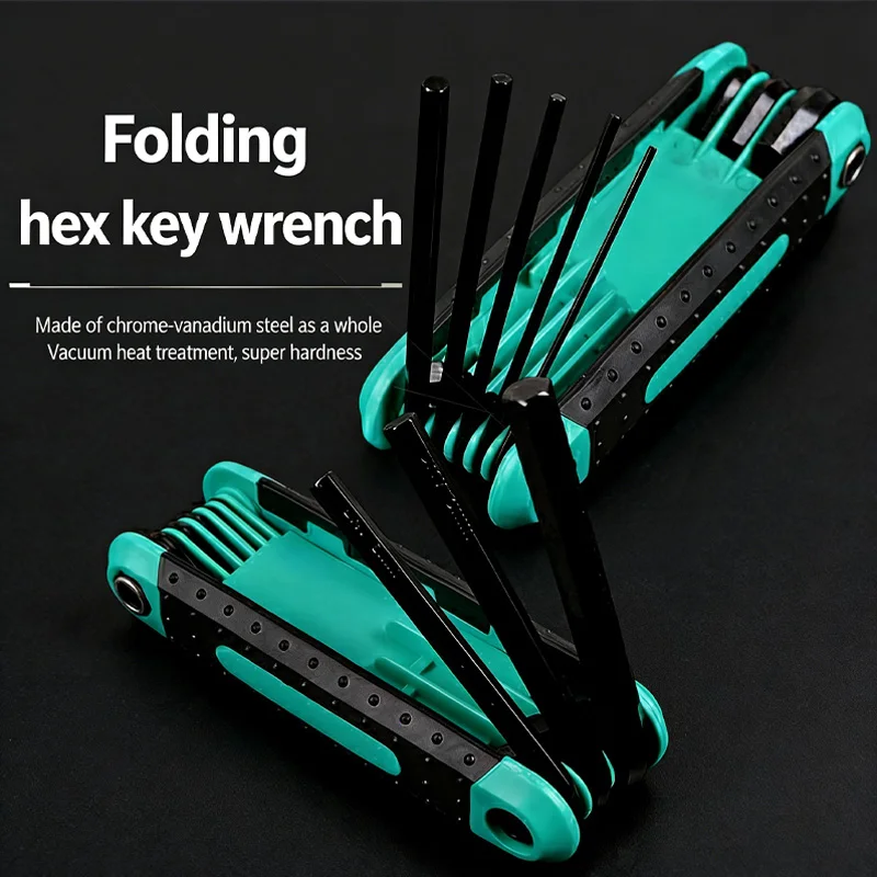 Folding Hexagonal Wrench Set Chrome Vanadium Steel Portable Hexagonal Wrench Hexagonal Rod Wrench Multi functional Tool
