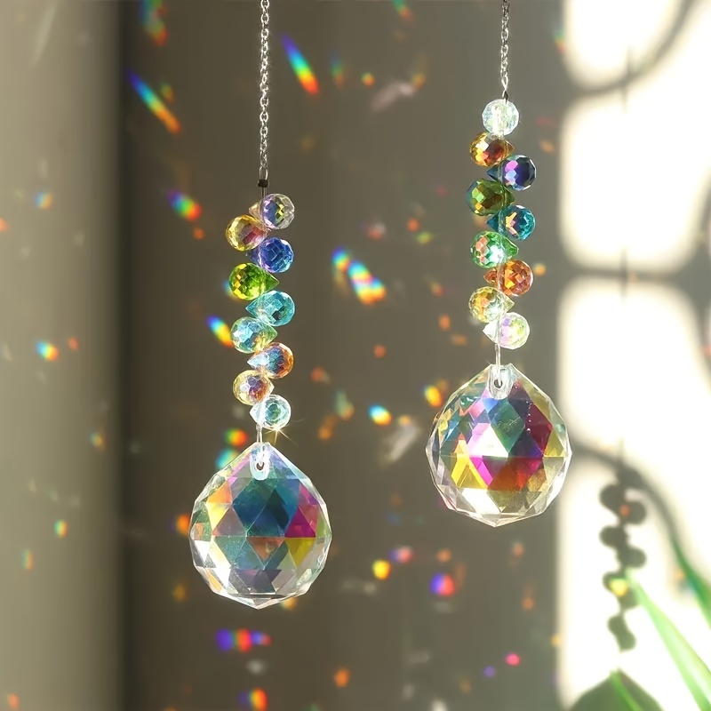 1/2pc Strawberry Bead Crystal Ball Sun Catcher - Hanging Prism For Garden & Home Decor, Glass/Iron Craft Tool