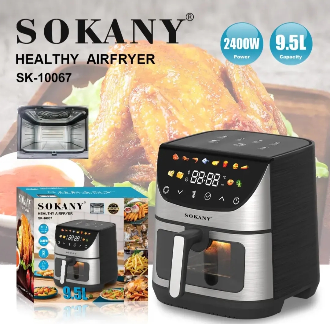 Sokany Air Fryer 9.5 Ltrs With Glass Window Basket 2400 Watt