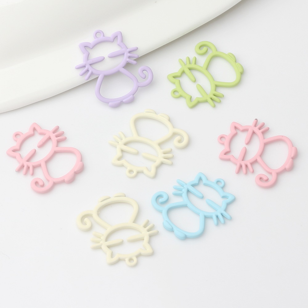 Cute Zinc Alloy Hollowed Spray-painted Cat Charms for DIY Jewelry Wholesale