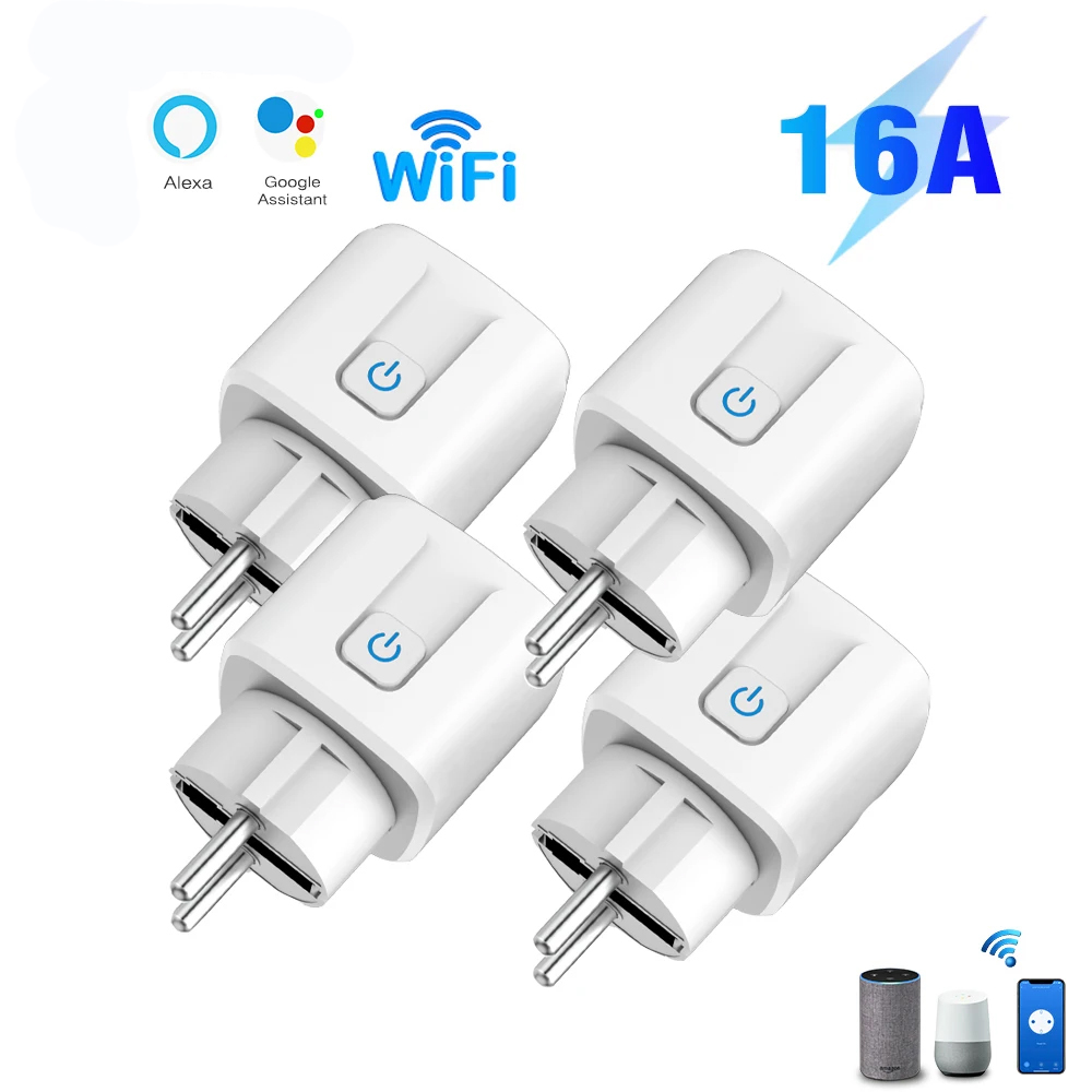 Tuya 16A 20A EU Smart Socket WiFi Smart Plug With Timing Function Voice Control Alexa Assitant