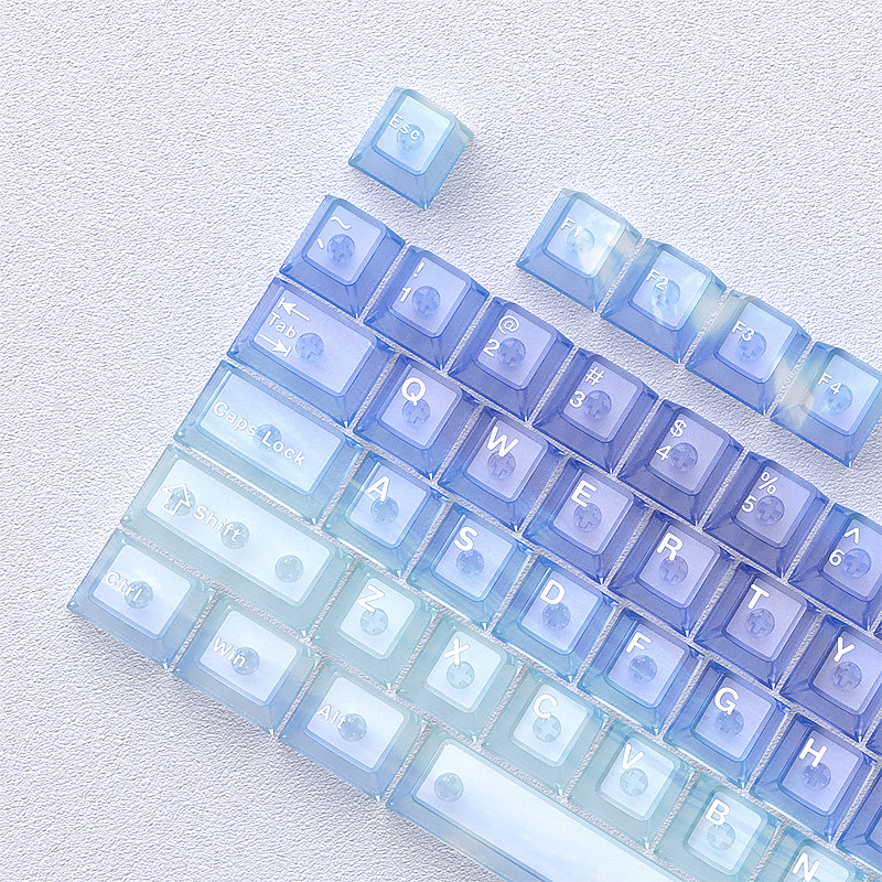 Iridescent Mist Ocean Keycaps PC Transparent 115 Original Factory-Made Key Set DIY Mechanical Keyboard