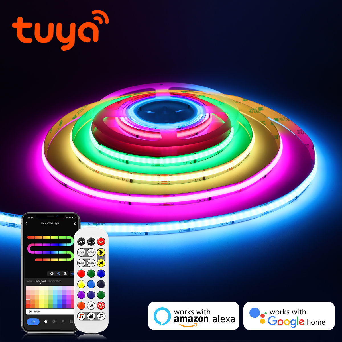 WS2811 WiFi RGBIC COB Neon LED Strip Light Work with Tuya Smart Life Addressable IC RGB Dim Room Decor Lamp Alexa Home