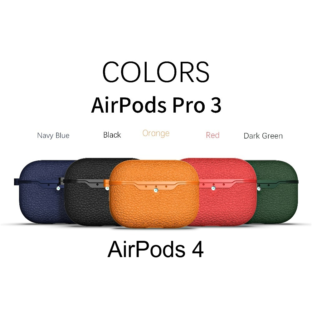 Business Earphone Case For Airpods Pro3 Pro 2 Airpods 1 2 3 4 Leather Lychee Pattern Soft Silicone Protective Headphone Cover