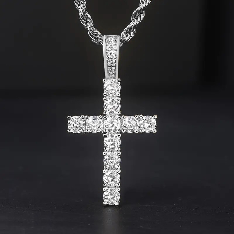Huitan 60Cm Twisted Chain Long Necklace for Women/Men Fashion Luxury Cubic Zirconia Cross Pendant Necklace Love Accessories pen gpt