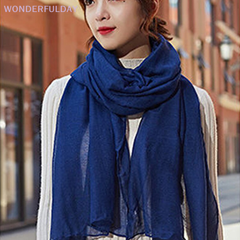 New Women's Windproof Scarf Shawl Wearable Blanket Luxury Autumn And Winter Solid Color Cotton Warm Headscarf