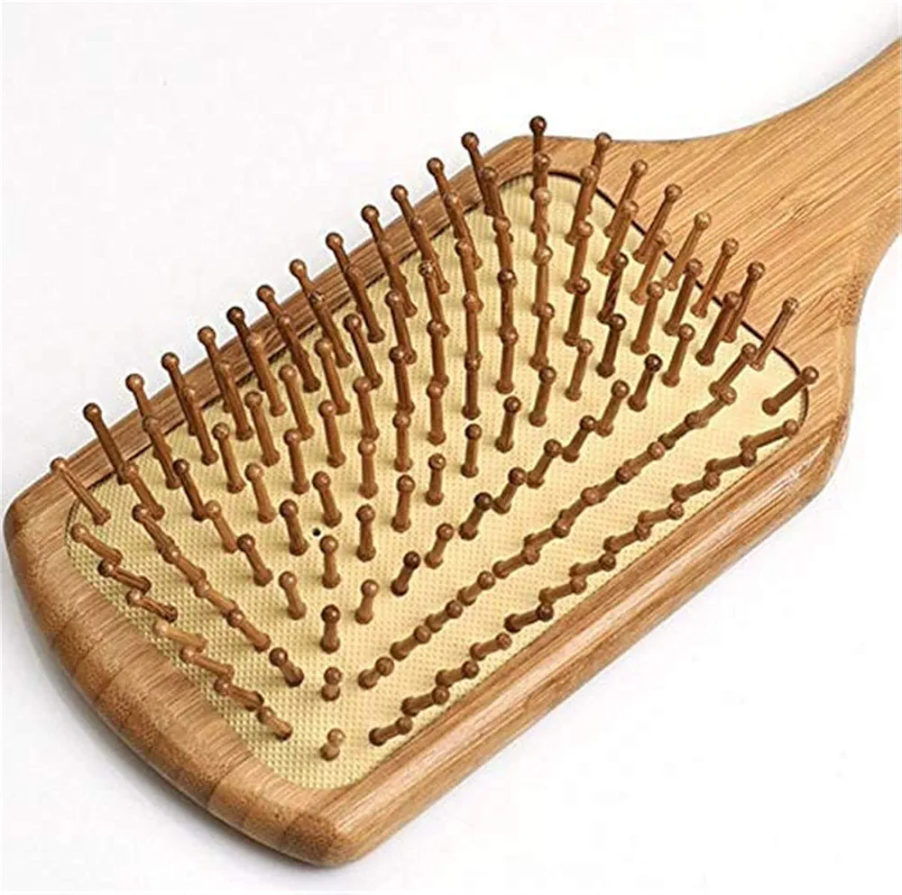 Premium Natural Bamboo Paddle Hair Brush - Anti-Static Detangling Comb for Thick, Curly, Wet, Dry & Long Hair - Eco-Friendly Wooden Scalp Massager