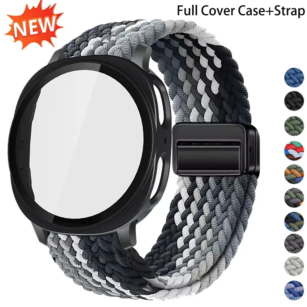 NEW Glass+Case+Strap For watch 8 40MM 44mm Nylon Weaves bracelet band PC Cover Watch 8 Classic 46mm