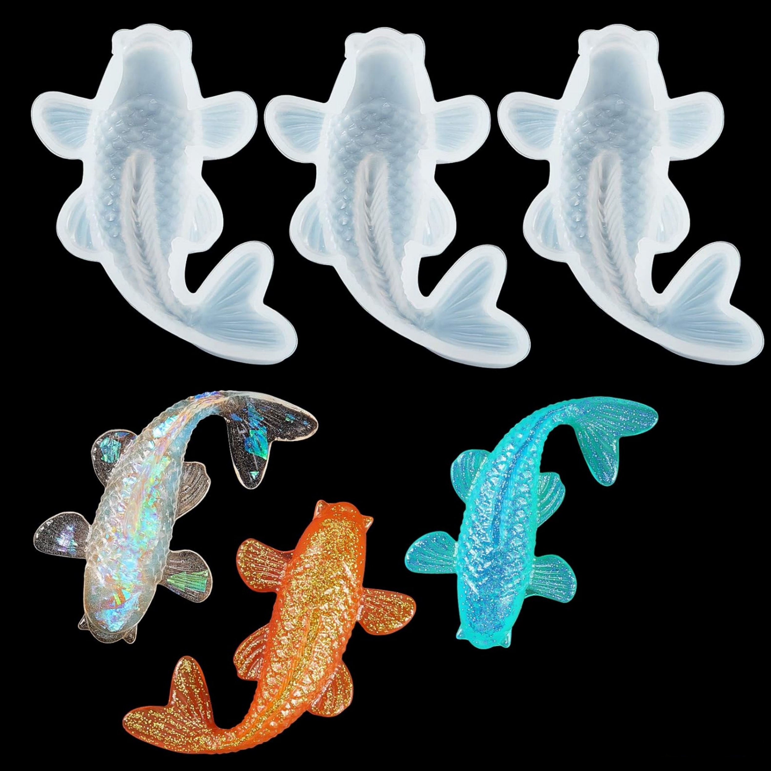 Silicone Resin Koi Fish Moulds DIY Pendant Goldfish Mold Fish Tail Jewelry for Making Jewelry, Pendant Charms, Fondant Cake Deco pen gpt