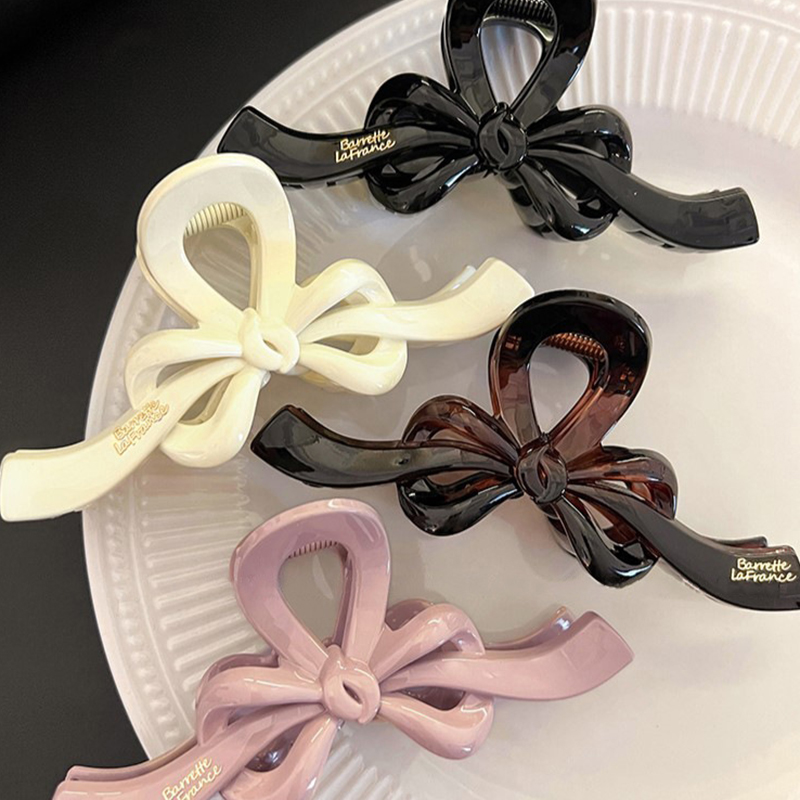 1pc New Bow Clip for Women, Large Size, Multiple Hair Volume, High-end Shark Clip, Cross-border Hair Clip, Rear Head Ornament