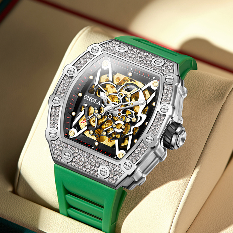New 2022 Diamond Watch Men Brand ONOLA Luxury Automatic Mechanic Fashion Watches Man Waterpoor Montres Pour Hommes Clock