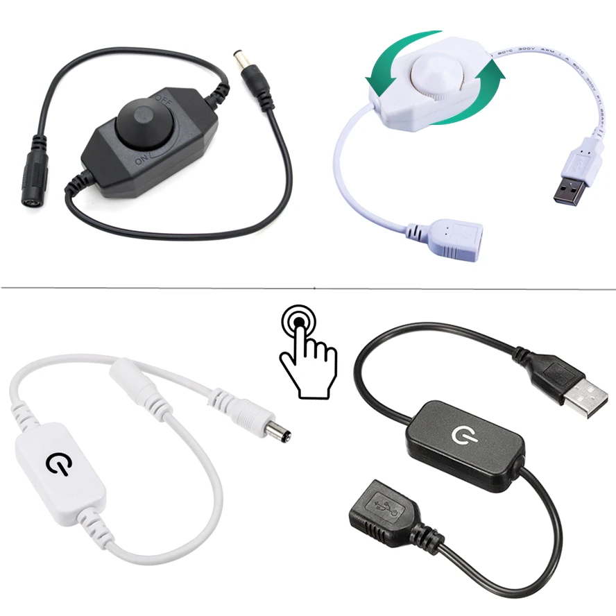 5V 12V 24V Knob Touch Adjustable PIR Infrared Motion Sensor USB DC Plug Swtch Dimming Switch for LED Light Strip Night Lamp