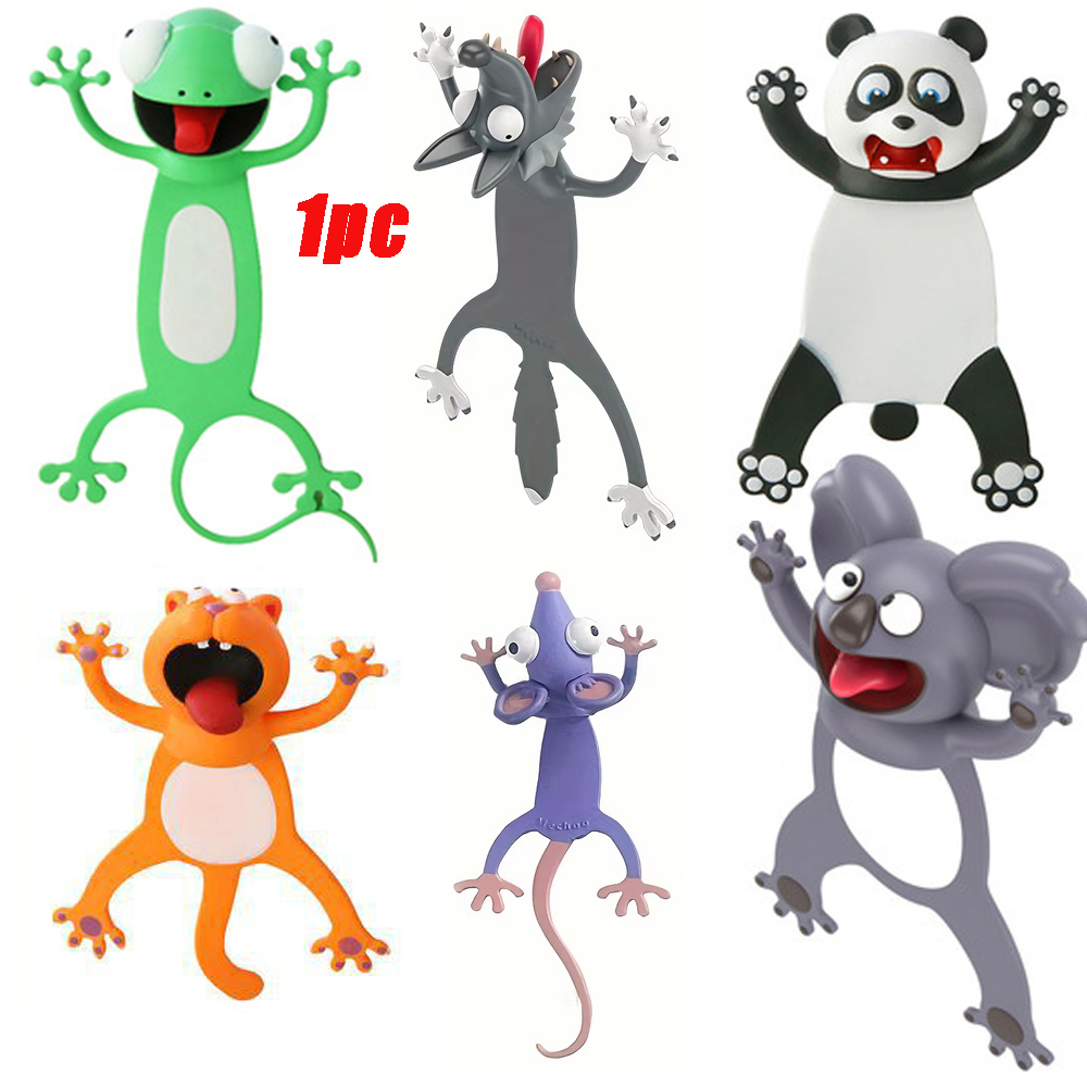 1 Pc 3D Stereoscopic Cute Animal Bookmark Original PVC Creative Literary Creation Funny Cat Student Stationery Reading Aid