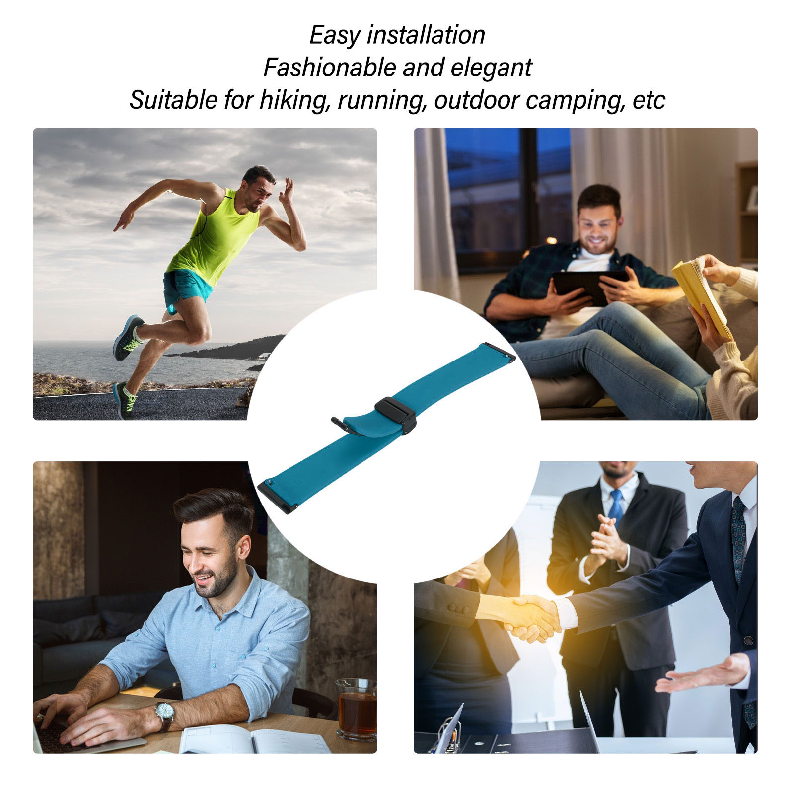 Silicone Watch Strap Silicone Band Quick Release Sports Watch Bands with 24mm Magnetic Folding Buckle Fit for Suunto 7 9 D5i
