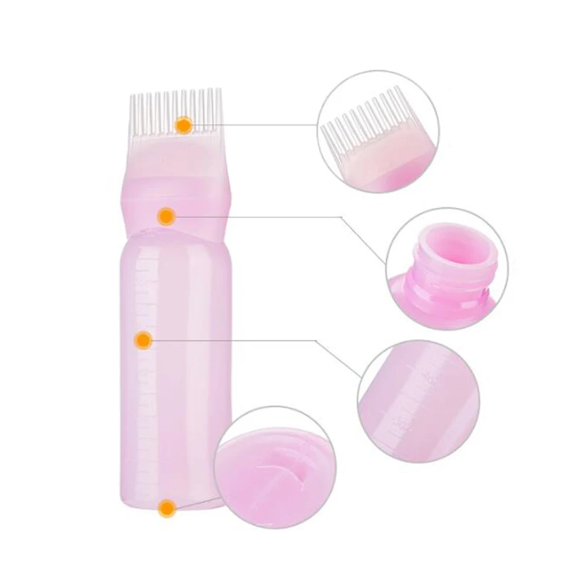 1pcs Hair Dye Applicator Bottle Refillable Squeeze Hair Oil Bottle Dispenser Scalp Massage Comb Hairdressing Coloring Tool 120ml