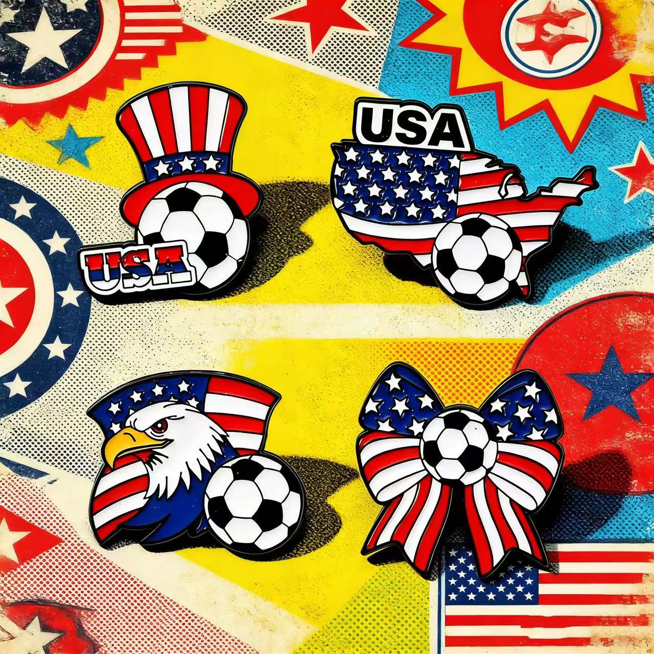 4 PCS Exquisite Metal Ball Badge Brooch Sports Fan Collection Lapel Pin Decoration Accessory