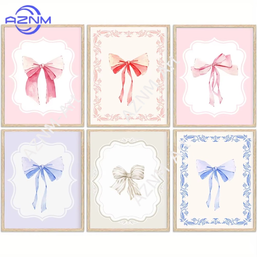 1pc Modern Minimalist Coquette Bow Wall Art PosterTrendy Fashion Aesthetic Girl Poster Dorm Room Bedroom Living Room Home Decor