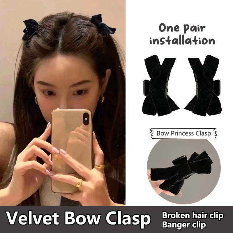 【F】1PC Sweet Bow Small Hair Claw Clip Princess Velvet Bow Hair Clip Claw Clamp Headwear Girls Women Korean Hair Accessories