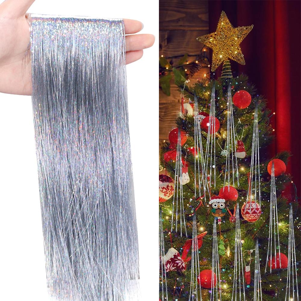 3000 Strands Icicles Iridescent Tinsel Foil Fringe Garland for Xmas Tree Graduation Party Supplies Holiday Home Decor