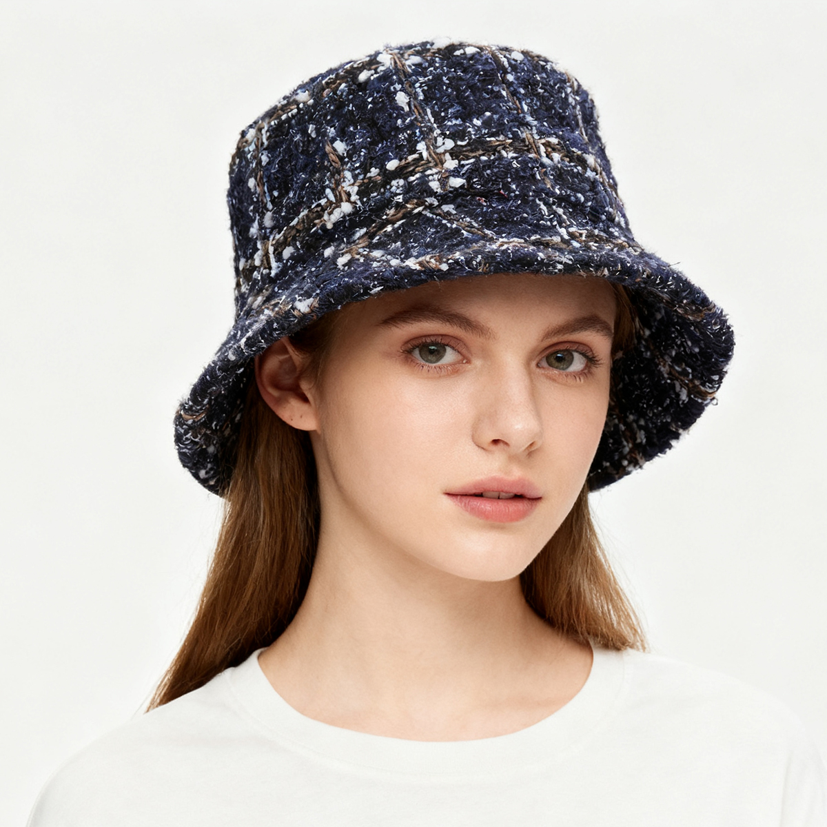 Fisherman's Hat for Men, Hiking Hat with Large Brim, Plaid Bucket Hat for Big Head Circumference, Makes Round Face Look Smaller, Korean Style Trendy Autumn and Winter Sun Hat