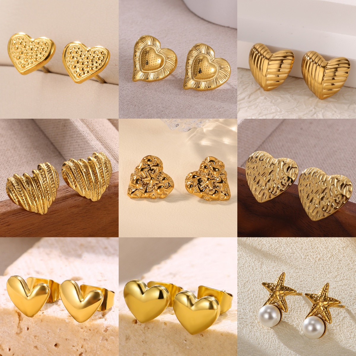 Exquisite Heart Stainless Steel Women's Stud Earrings Design 18K Gold-Plated Holiday Jewelry Earring Free Shipping