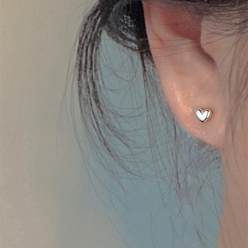 1 Pair Love Heart Stud Earrings For Women Girls Cute Elegant Birthday Jewelry Simple Fashion Exquisite Fine Earrings