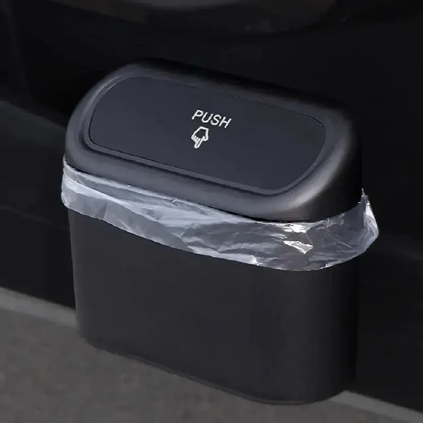 Car Trash Can Storage Box, Door-Side Hanging Storage Bin with Lid, Multifunctional Mini Storage Box