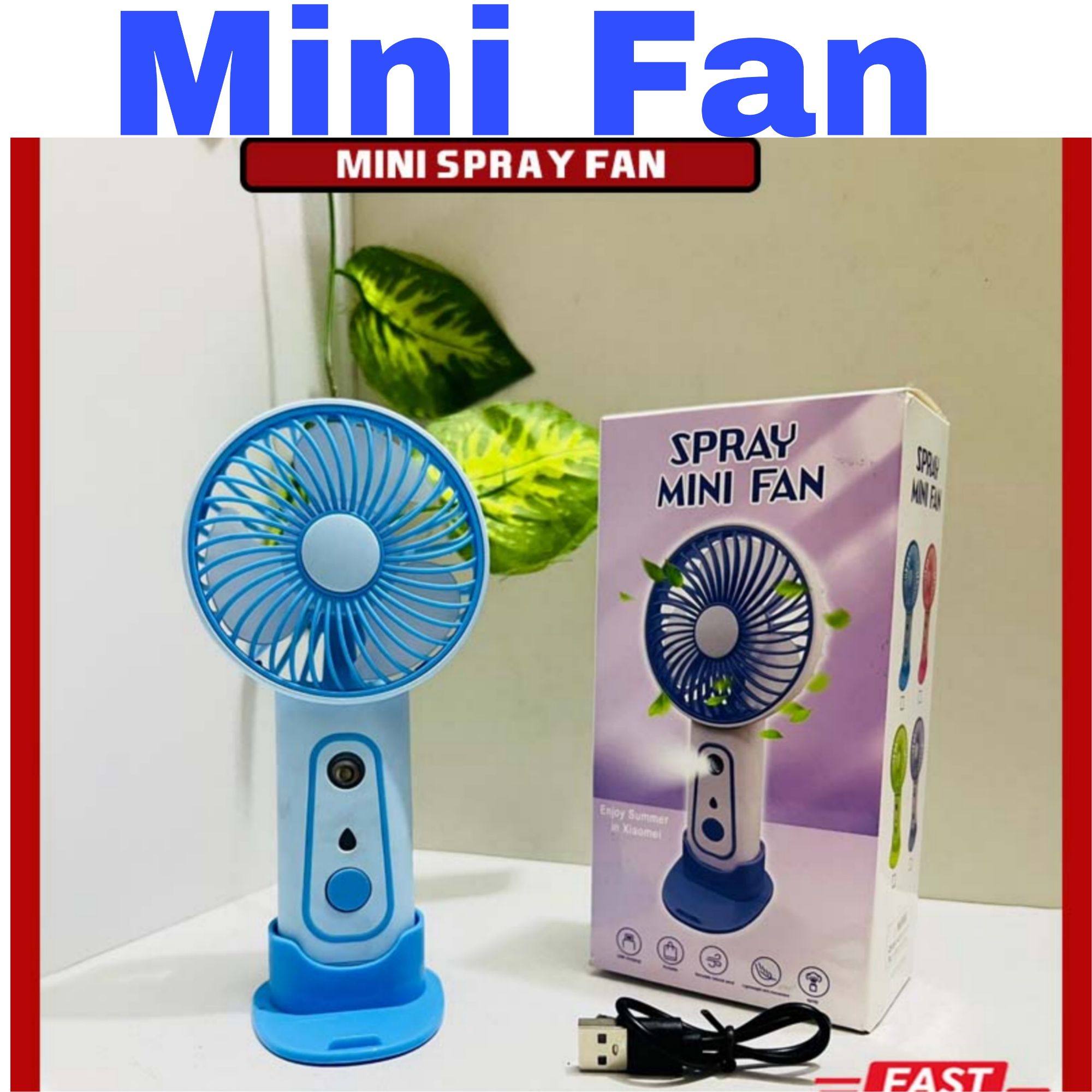 Electric fan Mini Portable Handheld USB Rechargeable fan Mist Spray Humidifier Air Cooling Fan