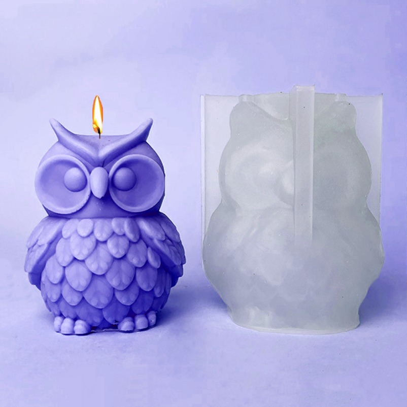 3D Owl Silicone Candle Mold Cute Animal Ice Cube Chocolate Baking Mould Handmade Soap Gypsum Crafts Resin Casting Tool Home