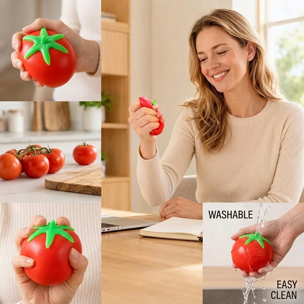 Tomato-Shape Hand Grip Trainer, Sensory Hand Exerciser Stress Relief Tool For Office Daily Hand Strength Rehabilitation(1 pcs)