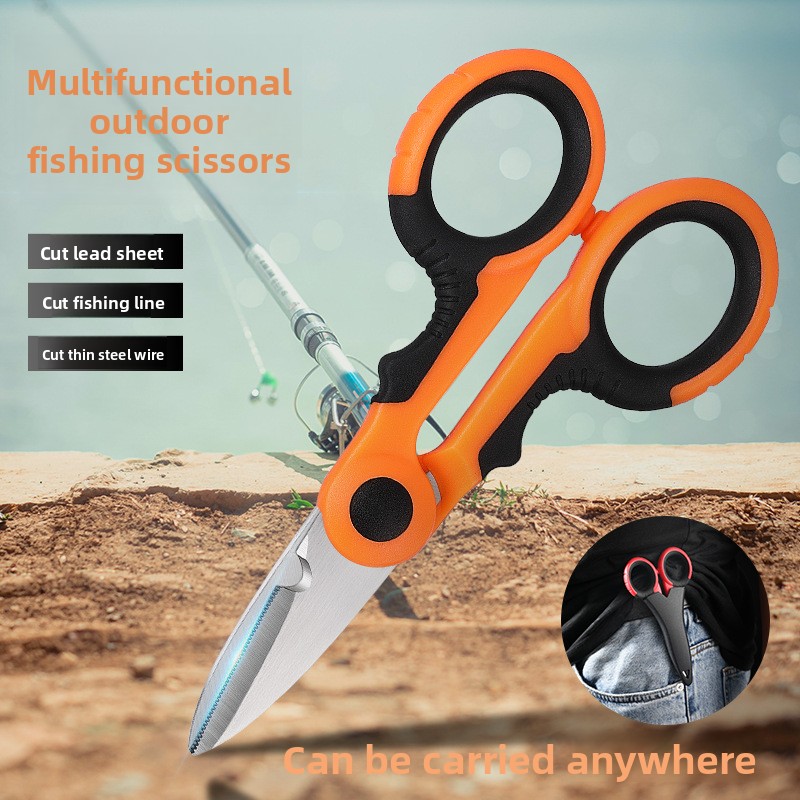 Stainless Steel Fishing Scissor Accessories Electrician Portable Scissors Plier Cut PE Braid Line Lure Carp Fishing Tools