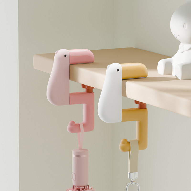 Cute Thinking Duck Adjustable Backpack Hook for Desk Edge School Bag Hanger Kids Study Table Organizer