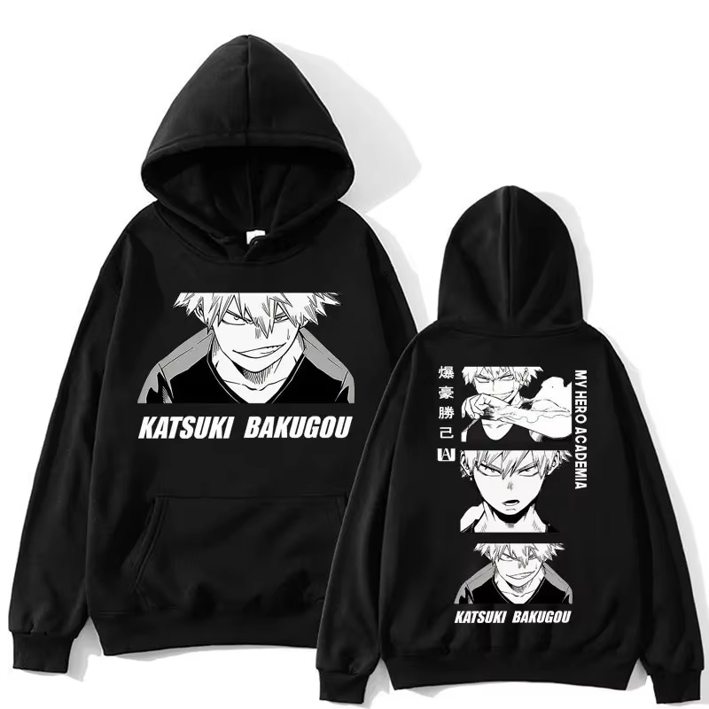 2026 New Japan Anime Peripherals Pullovers My Hero Academia Bakugo Katsuki Grarphic Print Hoodies Men Women Harajuku Sweatshirt