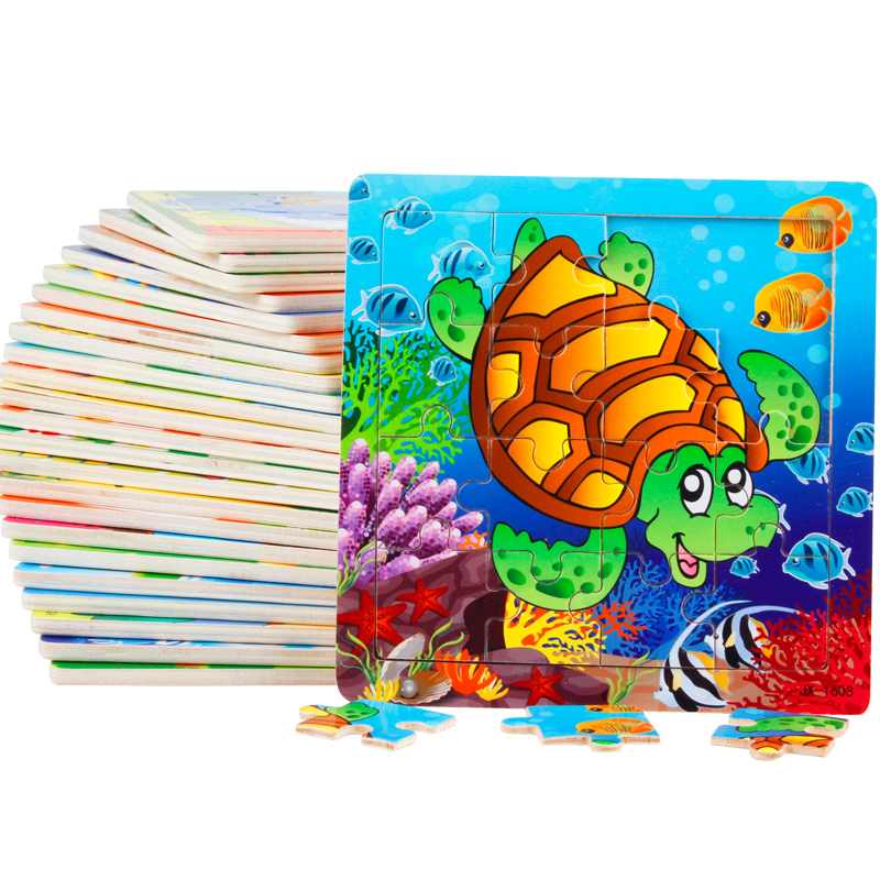 1 Set Wooden Jigsaw Puzzle Baby Early Education Fun Game Children Thinking Logic Square Toy Tangram Puzzle