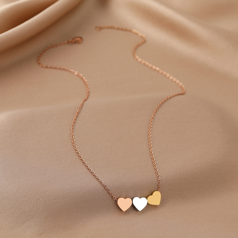 Stainless Steel Necklaces New Trend Sweetheart Gold Color Silver Color Metal Charms Pendants Chains Fashion Necklace For Women Bles Online DZ-22A-01