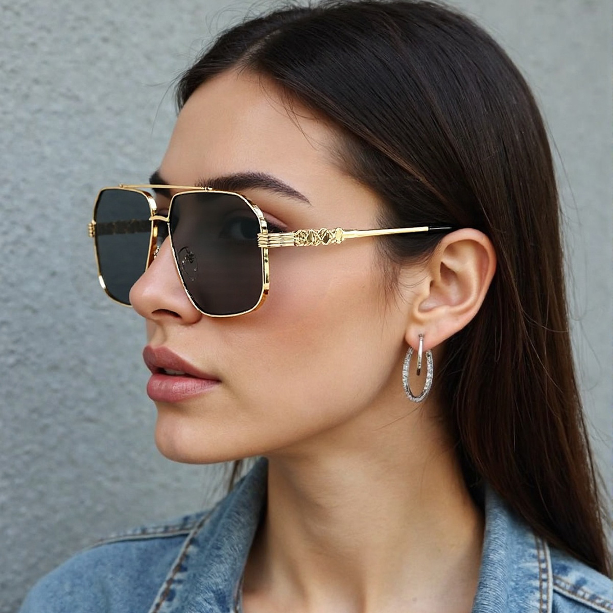 2025 New in Modern Fashion Sunglasses Women Transparent Frame Gradient Gray Red Lens Square Glasses Metal Hinge GlassesWomen
