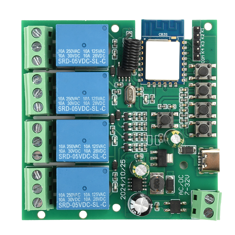 Tuya Smart Relay Switch Module 2.4GHz Wifi Motor DC7-32V RF 433MHZ Remote Control 4 Channels Inching Relay for Alexa Home pen gpt