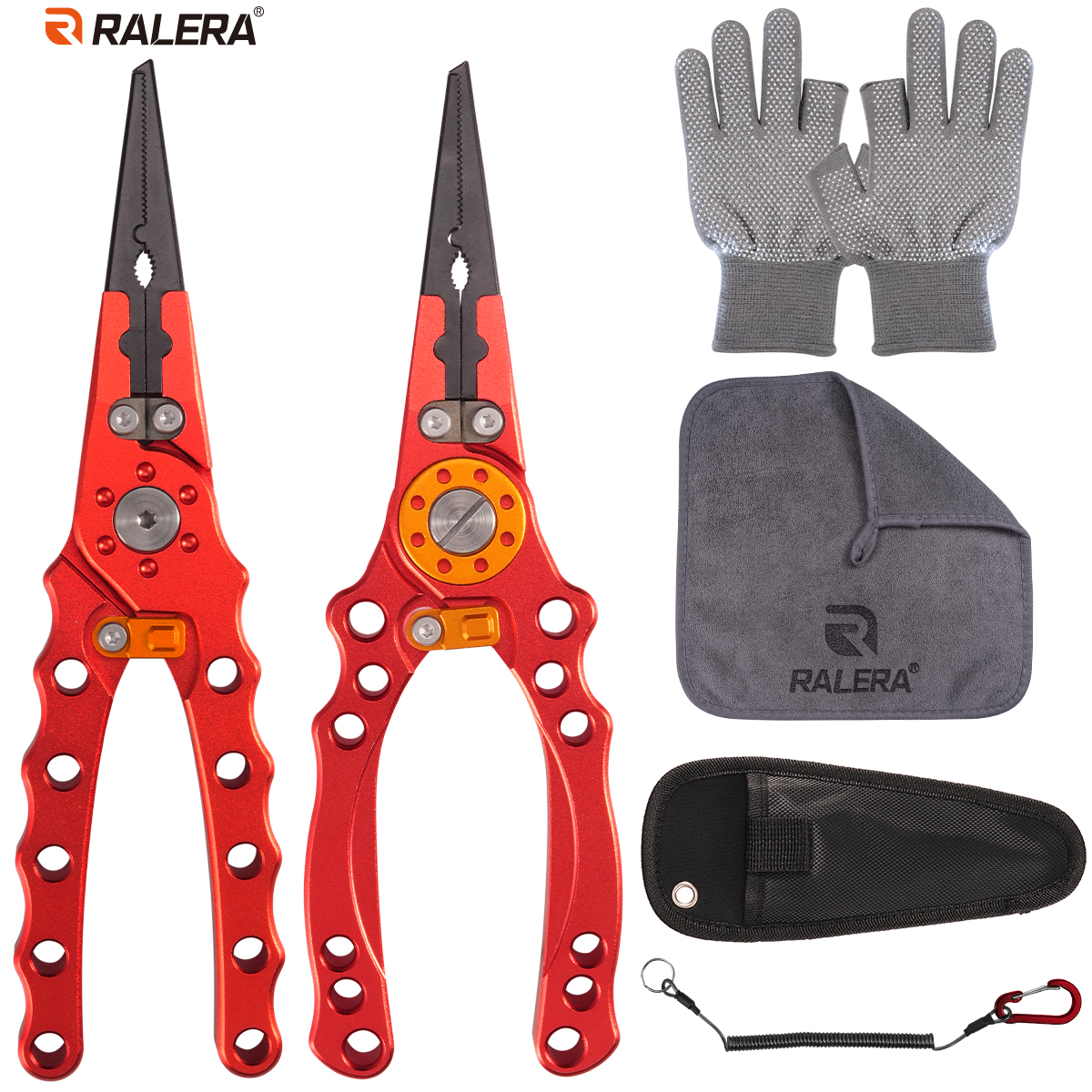 Fishing tackle set: open-loop scissors, fishing pliers for lures, line pullers, lead presses, fishing pliers, fishing gear