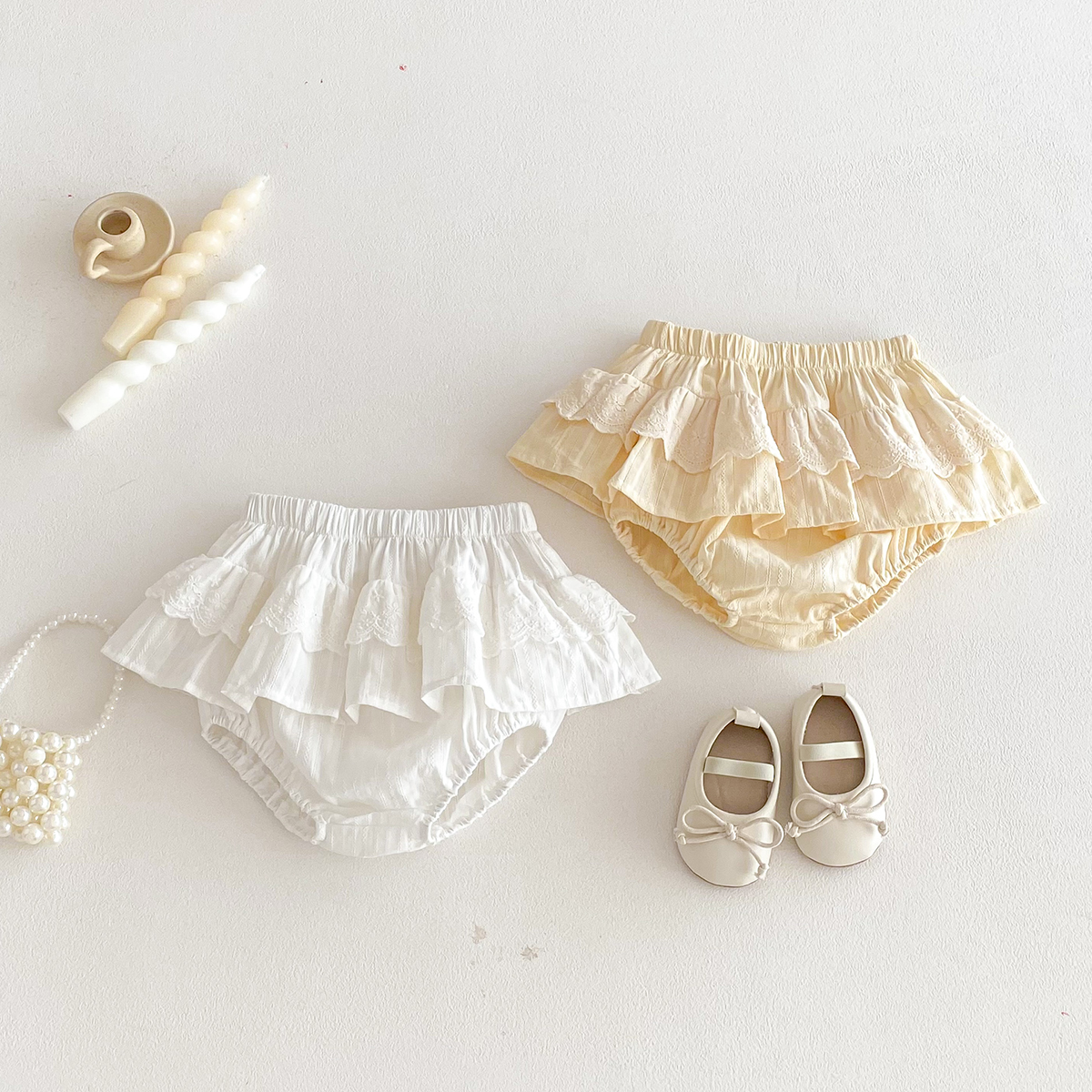 Baby Girls Ruffles Lace Skirt Shorts Kids Embroidery Pettiskirt Toddler Tutu Skirt Infant Bloomers Cake Layeres PP Shorts 0-3t