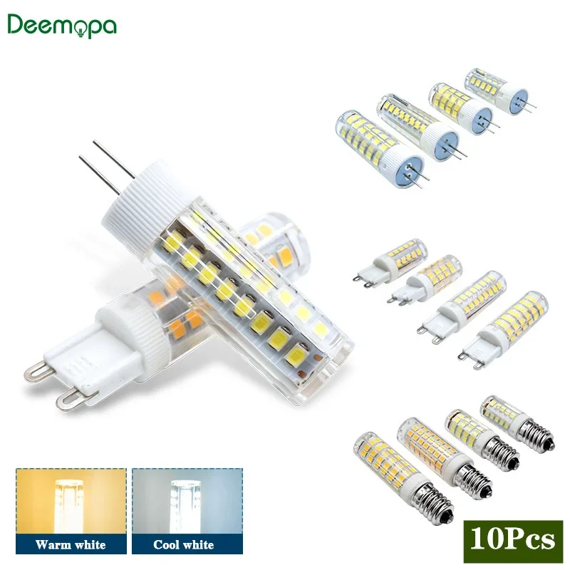 10pcs/lot E14 G9 G4 LED Lamp AC 220V 3W 5W 9W Ceramic 360 Beam Angle Led Bulb Warm/Cold White Spotlight Replace Halogen Light
